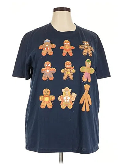 Pre-owned Marvel Short Sleeve Top Blue Crew Neck Tops