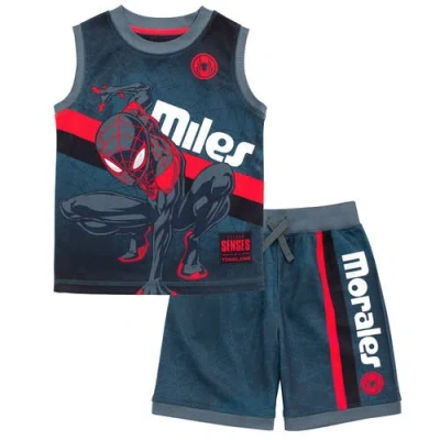 Marvel Kids'  Spider-man Athletic Tank Top & Shorts Set In Blue