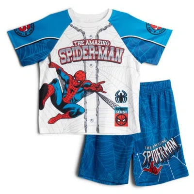 Marvel Kids'  Spider-man 2-piece Athletic Tee And Shorts Set In Blue