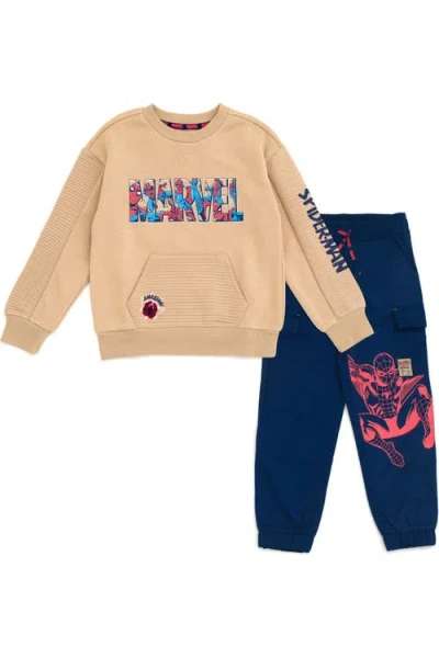 Marvel Kids'  Spider-man 2-piece Fleece Sweatshirt And Pants Set In Neutral