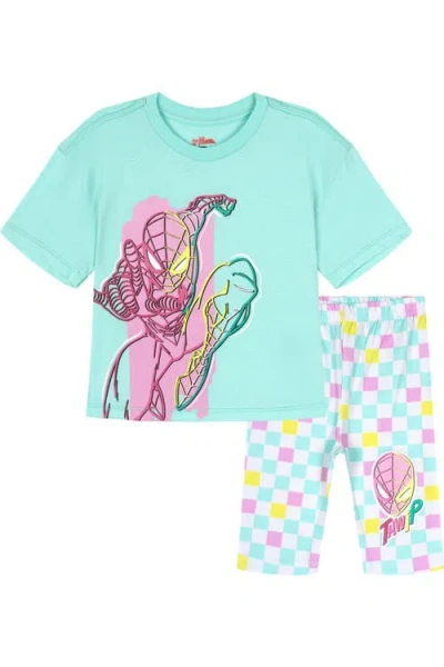 Marvel Kids'  Spider-man 2-piece Tee And Bike Shorts Set In Blue