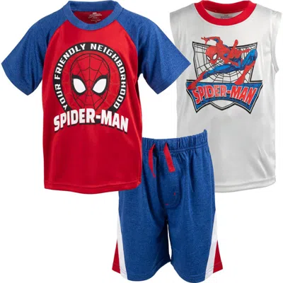 Marvel Kids'  Spider-man 3pc Tank Top, Tee & Shorts Set In Blue
