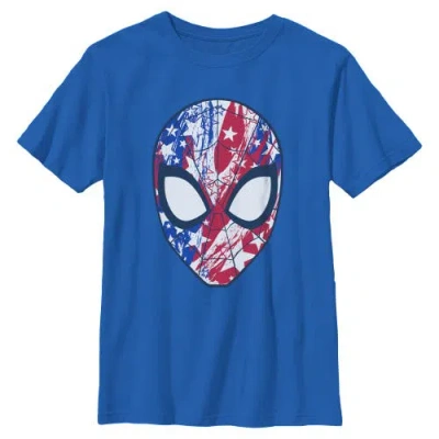 Marvel: Spider-man Kids'  Boy's Marvel Spider-man Americana Spidey Mask Graphic T-shirt In Blue