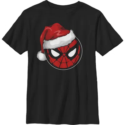Marvel: Spider-man Kids'  Boy's Marvel Spider-man Christmas Spider-man Santa Hat  Graphic T-shirt In Black