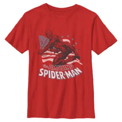Marvel: Spider-man Kids'  Boy's Marvel Spider-man The Amazing American Spidey Graphic T-shirt In Red