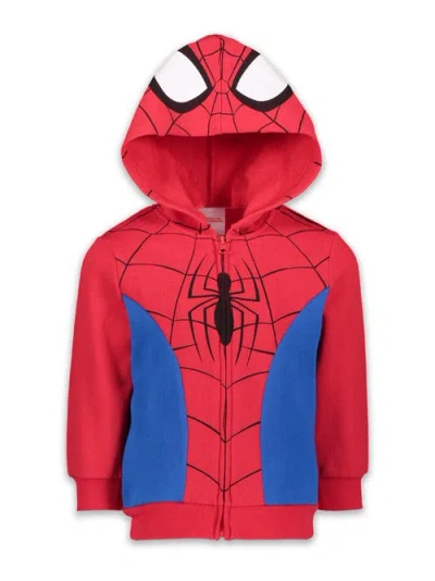 Marvel Kids'  Spider-man Cosplay Fleece Zip-up Hoodie In Red