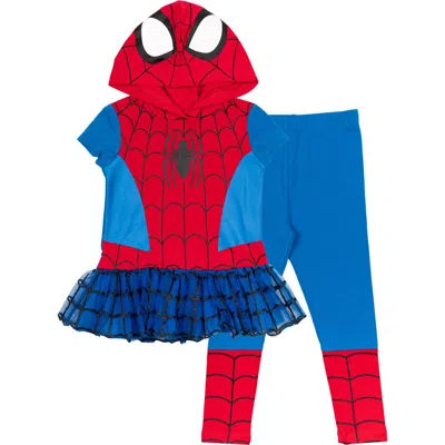 Marvel Kids'  Spider-man Cosplay Hooded Tee And Leggings Set In Blue