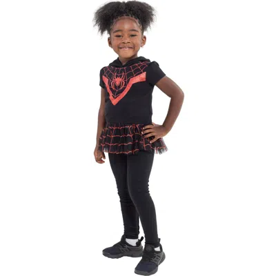 Marvel Kids'  Spider-man Cosplay Hooded Tee And Leggings Set In Black