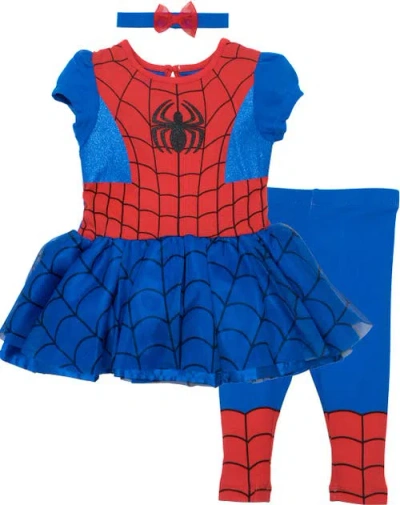 Marvel Kids'  Spider-man Cosplay Tutu Dress And Leggings Set In Blue