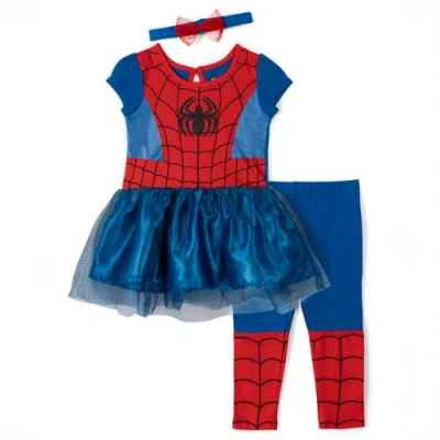 Marvel Babies'  Spider-man Cosplay Tutu Dress And Leggings Set In Multi