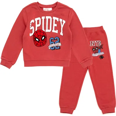 Marvel Kids'  Spider-man Fleece 2-piece Sweatshirt And Pants Set In Red