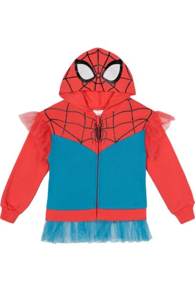 Marvel Kids'  Spider-man Girls' Fleece Zip-up Hoodie In Multi