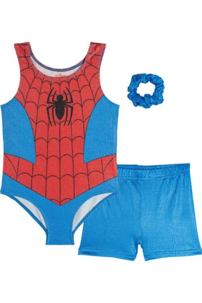 Marvel Kids'  Spider-man Gymnastics Leotard And Bike Shorts Set In Multi
