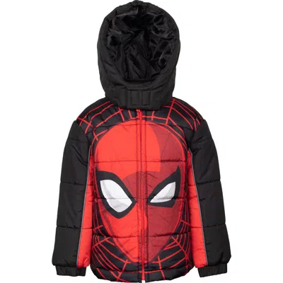 Marvel Kids'  Spider-man Hooded Zip-up Puffer Jacket In Multi