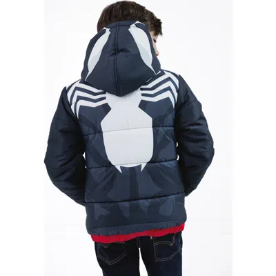 Marvel Kids'  Spider-man Hooded Zip-up Puffer Jacket In Spider Man Black
