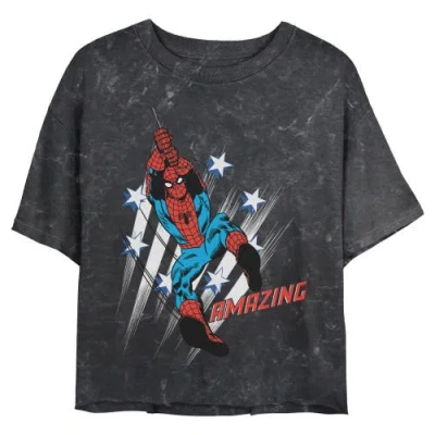 Marvel: Spider-man Junior's Marvel Spider-man Amazing Stars Pose Graphic T-shirt In Black