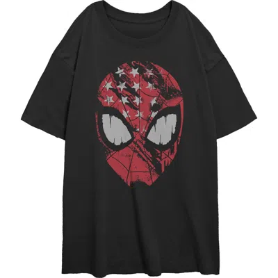 Marvel: Spider-man Junior's Marvel Spider-man American Spidey Mask Graphic T-shirt In Black