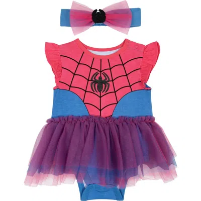 Marvel Babies'  Spider-man Tutu Bodysuit And Headband Set In Animal Print