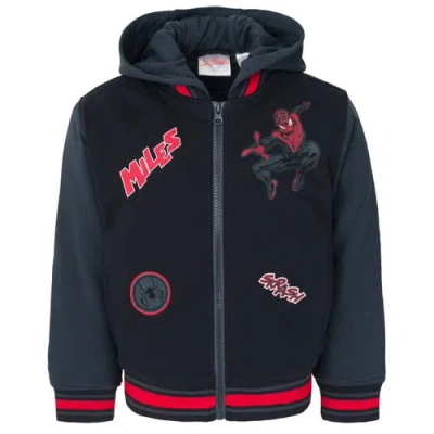 Marvel Kids'  Spider-man Varsity Hooded Bomber Jacket In Blue