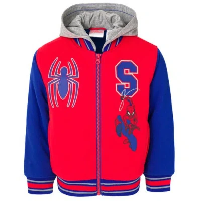 Marvel Kids'  Spider-man Varsity Hooded Bomber Jacket In Red