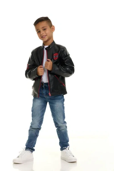 Marvel Kids'  Spider-man Zip-up Leather Jacket In Black