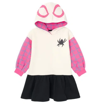 Marvel Kids'  Spider-verse Cosplay Fleece Hooded Dress In Ghost Spider Pink