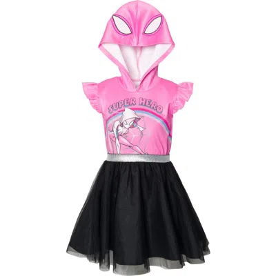 Marvel Kids'  Spider-verse Cosplay Hooded Dress In Pink