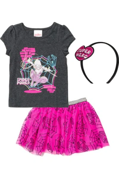 Marvel Kids'  Spider-verse Ghost-spider T-shirt And Tutu Skirt Set In Gray