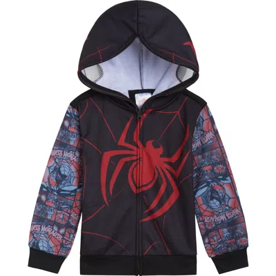 Marvel Kids'  Spider-verse Miles Morales Fleece Zip-up Hoodie In Black