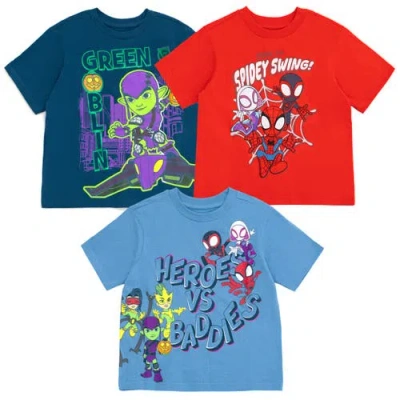 Marvel Kids'  Spidey And His Amazing Friends 3-pack Short Sleeve T-shirts In Multi
