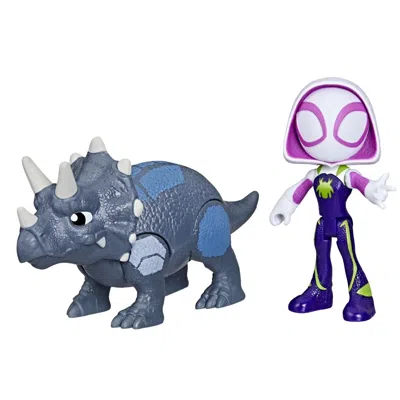Marvel Spidey And His Amazing Friends Dino-webs Ghost-spider & Rhino Dino Action Figure Set In Multi