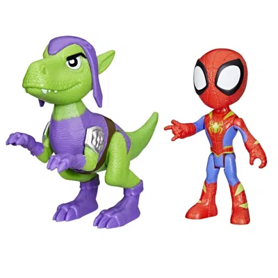 Marvel Spidey And His Amazing Friends Dino-webs Spidey & Goblin Raptor Action Figure Set In Multi