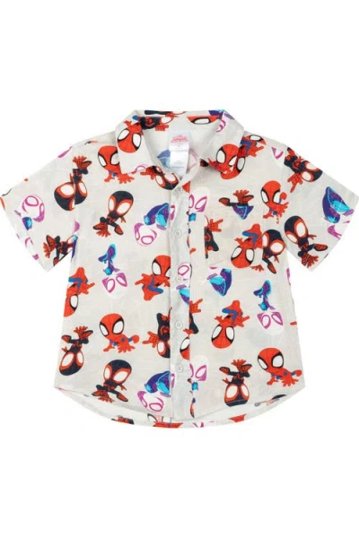 Marvel Kids'  Spidey And His Amazing Friends Short Sleeve Button Down Shirt In White