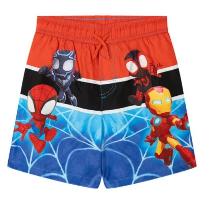 Marvel Kids'  Spidey And His Amazing Friends Upf 50+ Swim Trunks In Red