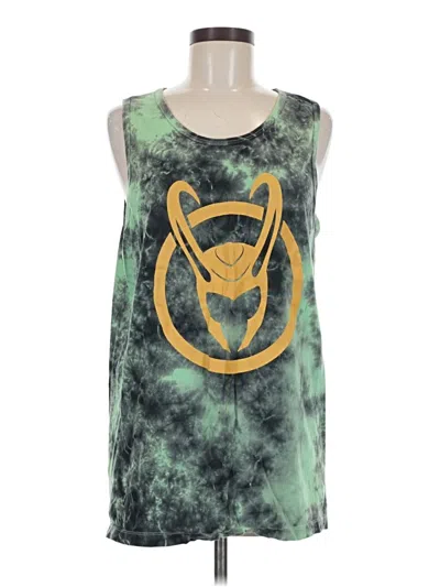 Pre-owned Marvel Tank Top Green Halter Neckline Tops