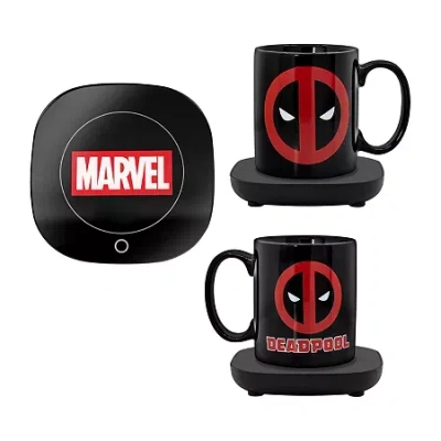 Marvel Uncanny Brands  Deadpool Mug Warmer With Mug - Keeps Your Favorite Beverage Warm - Auto Shut O In Black