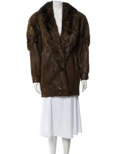 Pre-owned Marvin Richards Faux Fur Coat In Brown