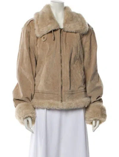 Pre-owned Marvin Richards Leather Faux Fur Jacket In Neutral