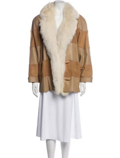 Pre-owned Marvin Richards Vintage Leather Faux Fur Coat In Neutral