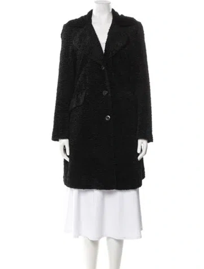 Pre-owned Marvin Richards Wool Faux Fur Coat In Black