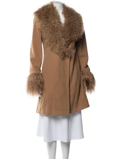 Pre-owned Marvin Richards Wool Faux Fur Coat In Brown
