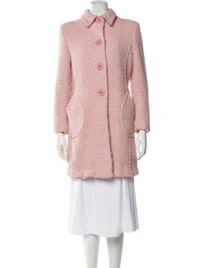 Pre-owned Marvin Richards Wool Tweed Pattern Coat In Pink