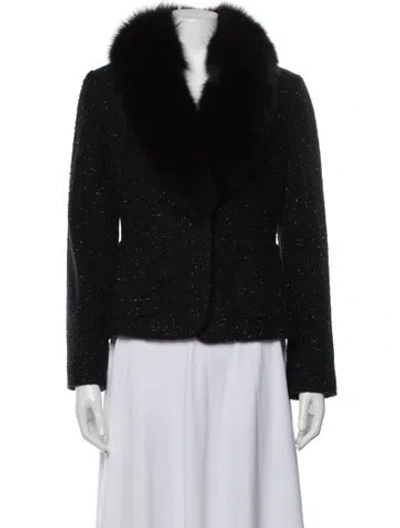 Pre-owned Marvin Richards Wool Tweed Pattern Jacket In Black