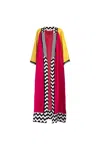Mary&mary Women's Pink / Purple / Yellow Silk Siren Maxi Kimono