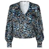 Mary Dickow Women's Black / Blue / Grey Helene Blouse In Multi
