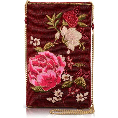 Mary Frances Accessories Eastern Bloom Crossbody Phone Bag In Red