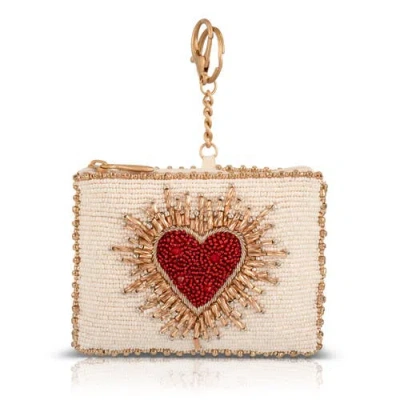 Mary Frances Accessories Heart Burst Coin Purse In Red/ivory