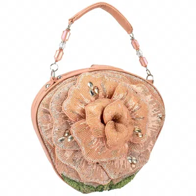 Mary Frances Beaded Floral Crossbody Handbag In Pink Petals In Neutral
