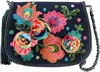 Mary Frances Darling Embroidered Flowers Denim Mini Crossbody Purse In Multi