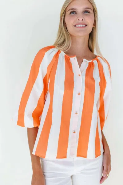 Mary George Emma Top In Cabana Stripe In Orange